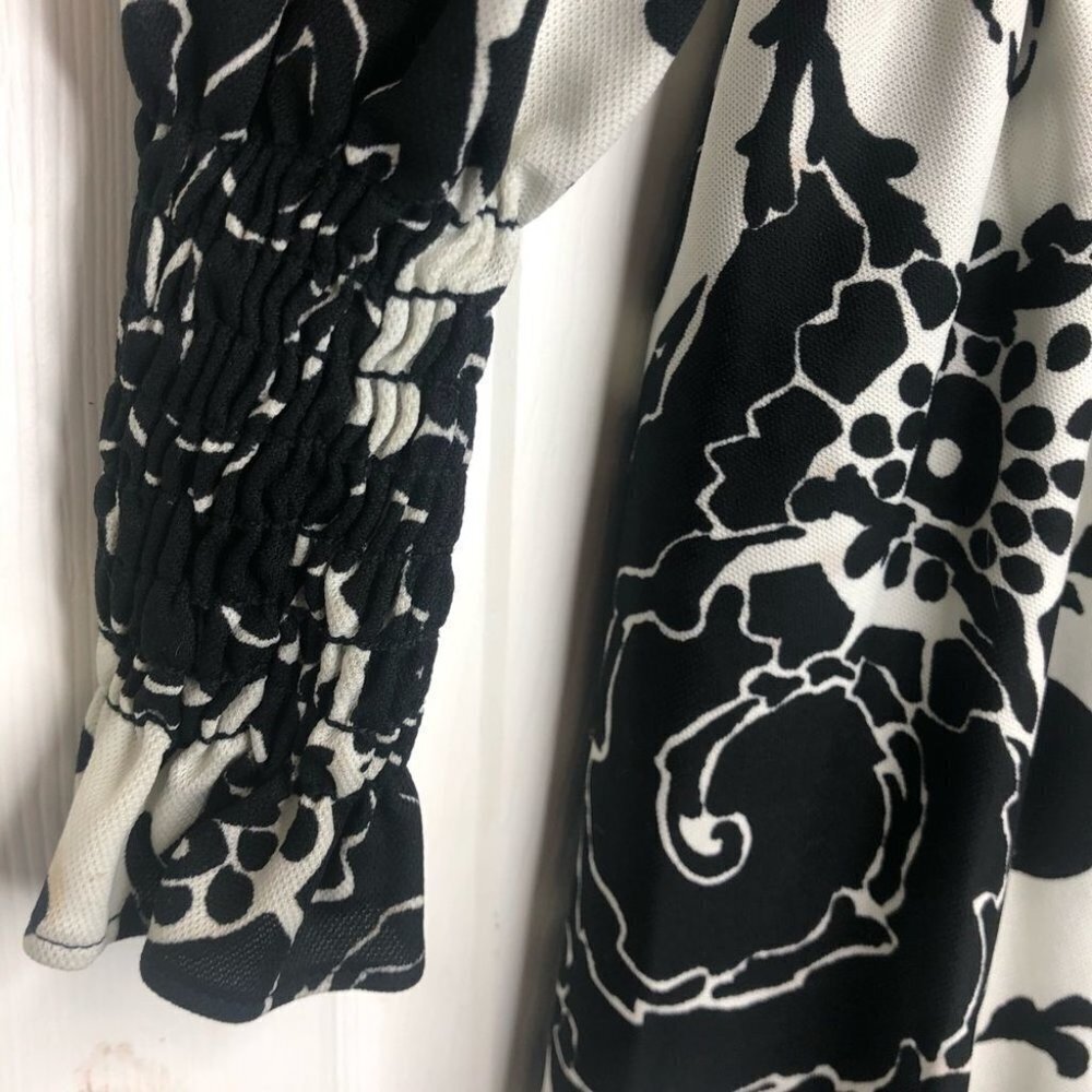 Vintage 60’s Union Label Black & White Long Sleeve Maxi Cottagecore Dress - Picture 5 of 10